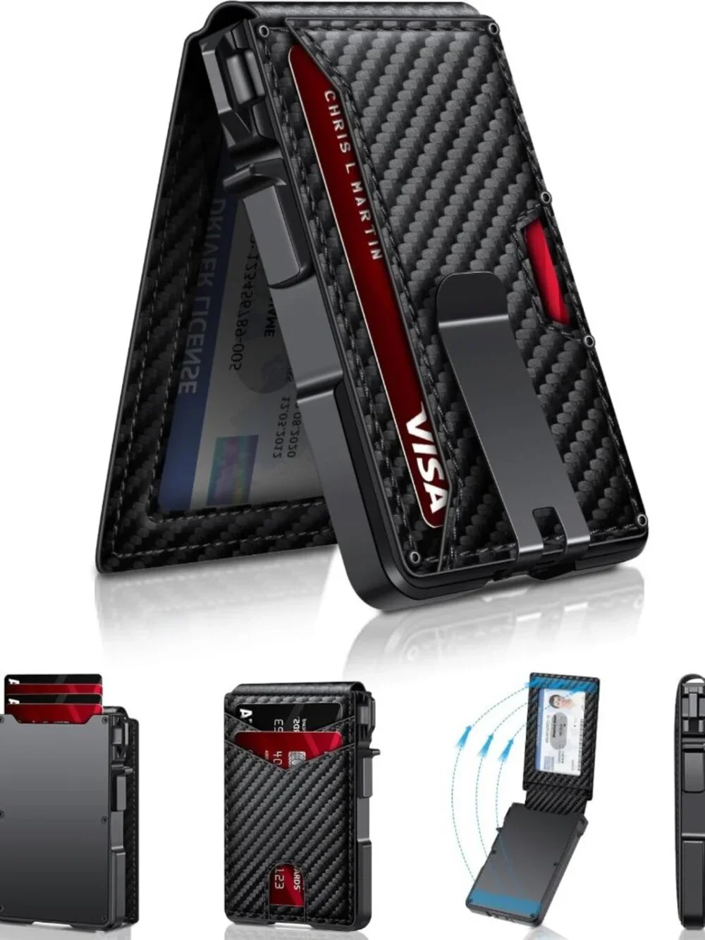 Slim Minimalist Wallet for Men, RFID Protected, Holds 9-13 Cards, Compact Design
